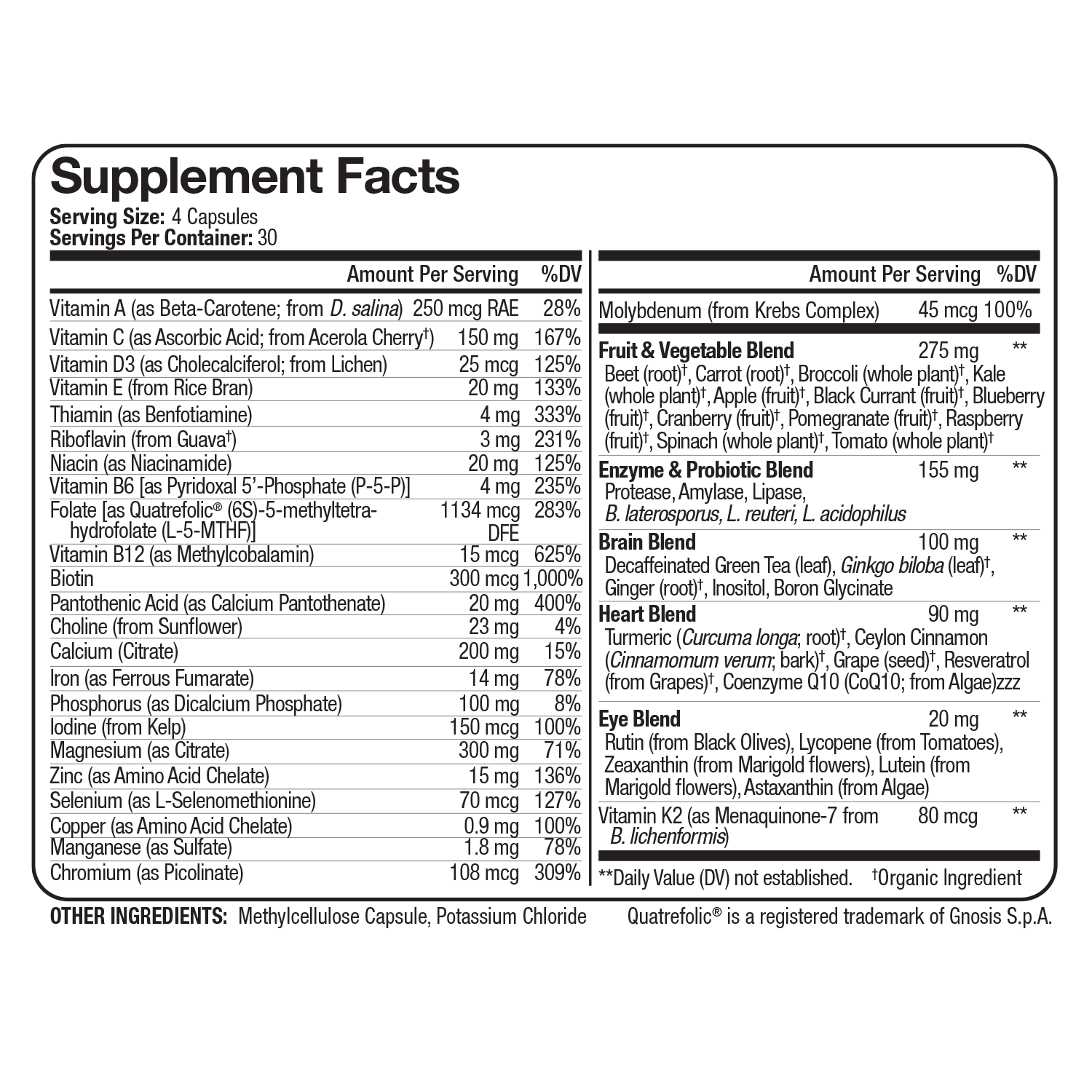 Nutrivein Whole Food Multivitamin for Men & Women – 120 Vegan Multivitamin Caps for Adults