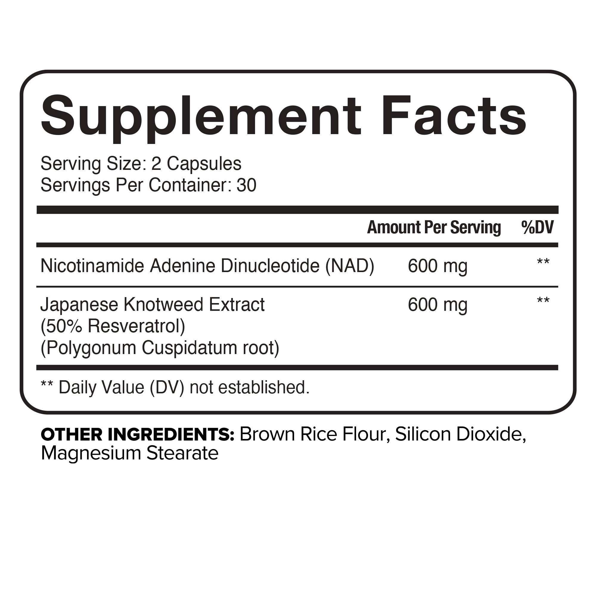 Nutrivein NMN + Resveratrol 600mg: 30 Serv./60 Caps