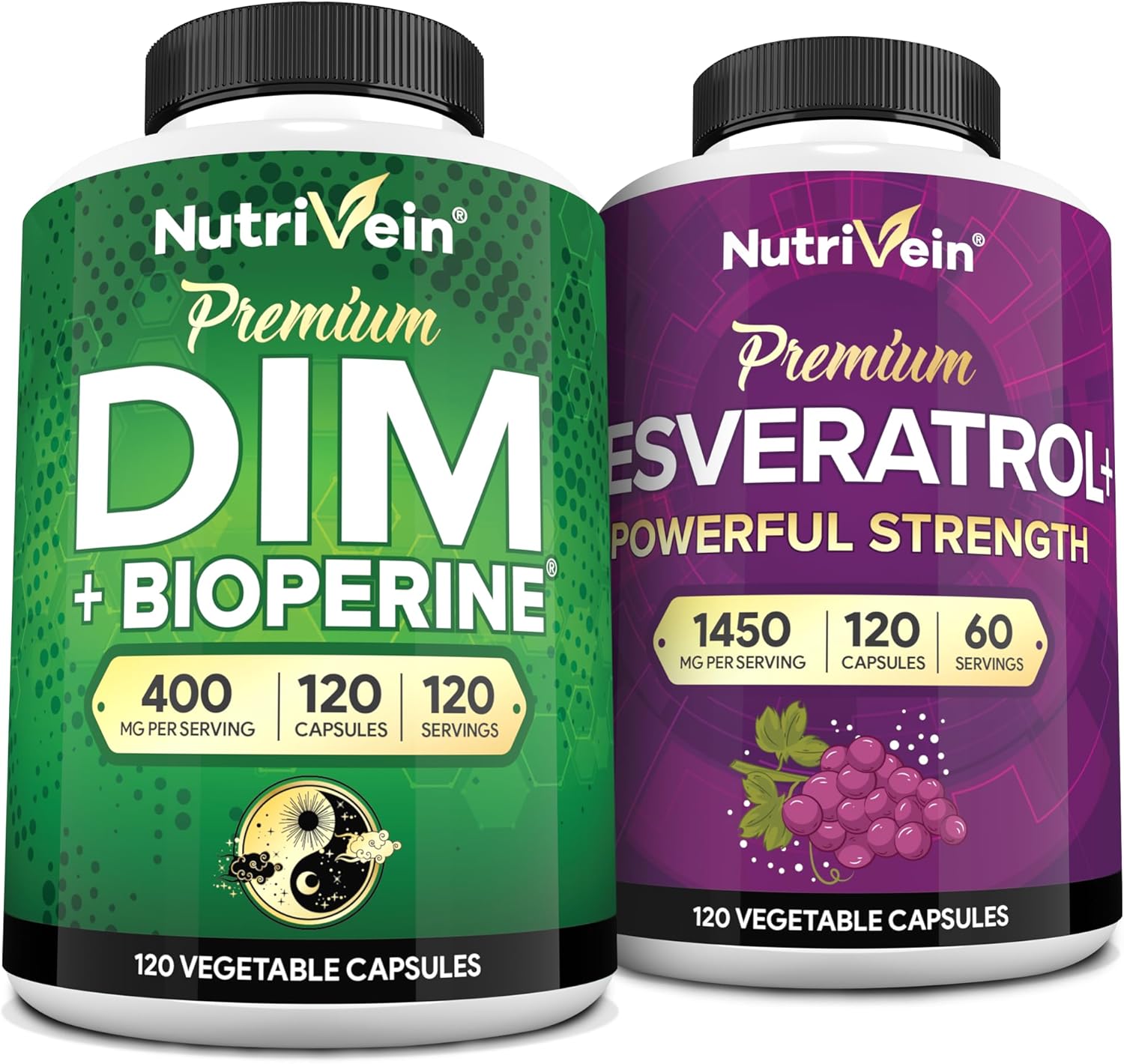 Premium Resveratrol Capsules and DIM Supplement Bundle | Nutrivein