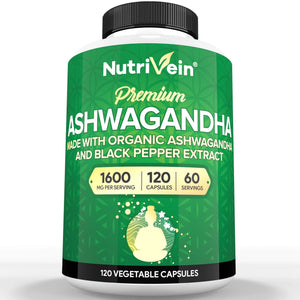Nutrivein Premium Ashwagandha Supplement 1600mg - 120 Capsules