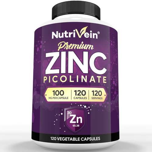 Nutrivein Premium Zinc Picolinate 100mg - 120 Capsules