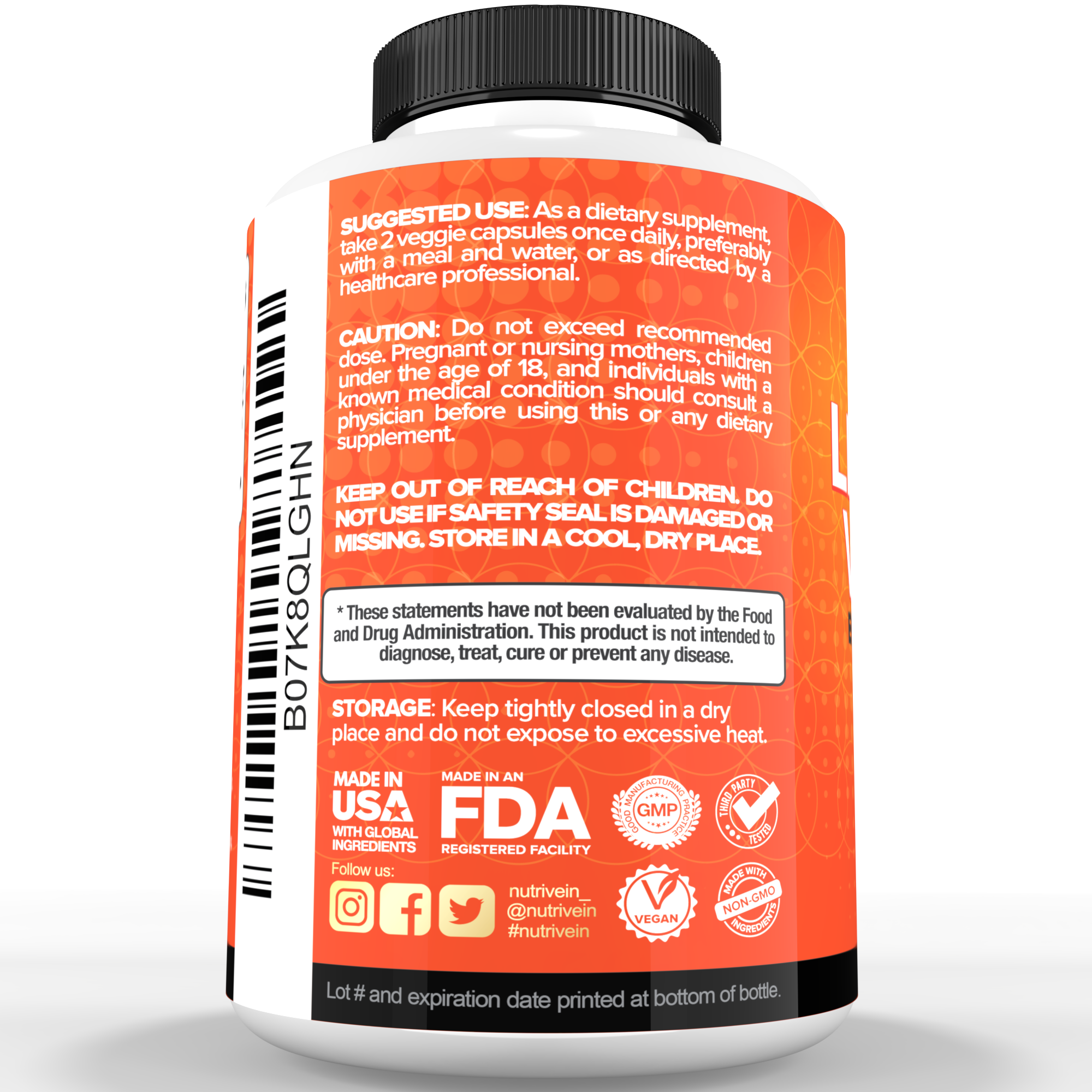 Nutrivein Premium Liposomal Vitamin C Supplement 1650mg - 180 Caps
