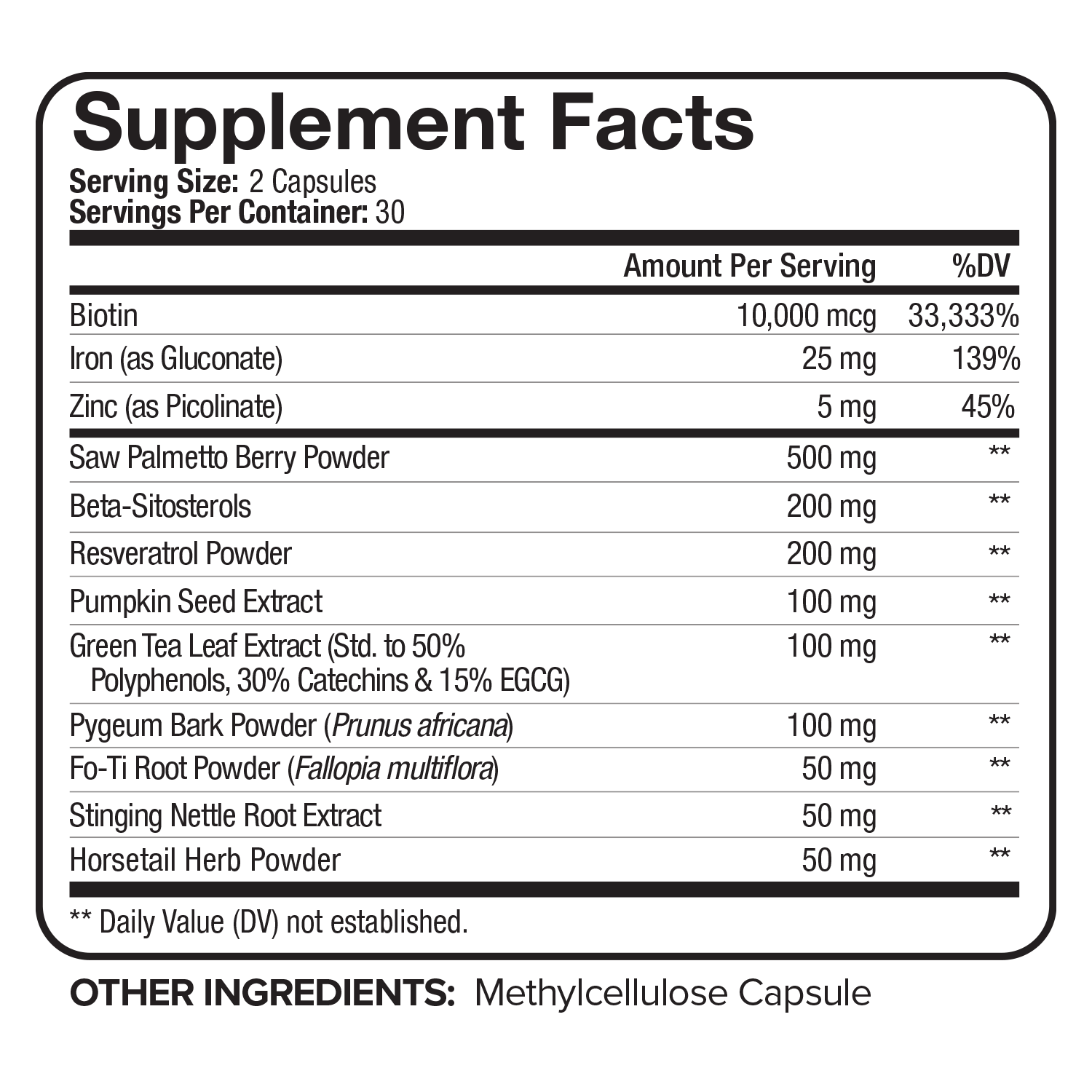 Nutrivein Premium DHT Blocker for Men & Women - with Biotin - 30 Day Supply (60 Caps)
