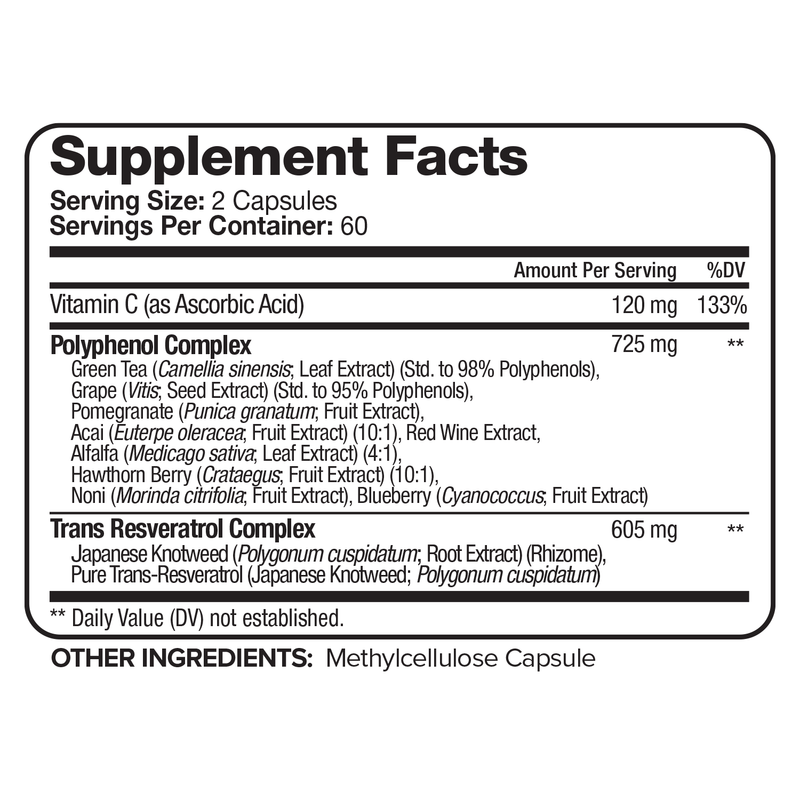 Nutrivein Premium Resveratrol 1450mg - 120 Capsules Supplement Facts