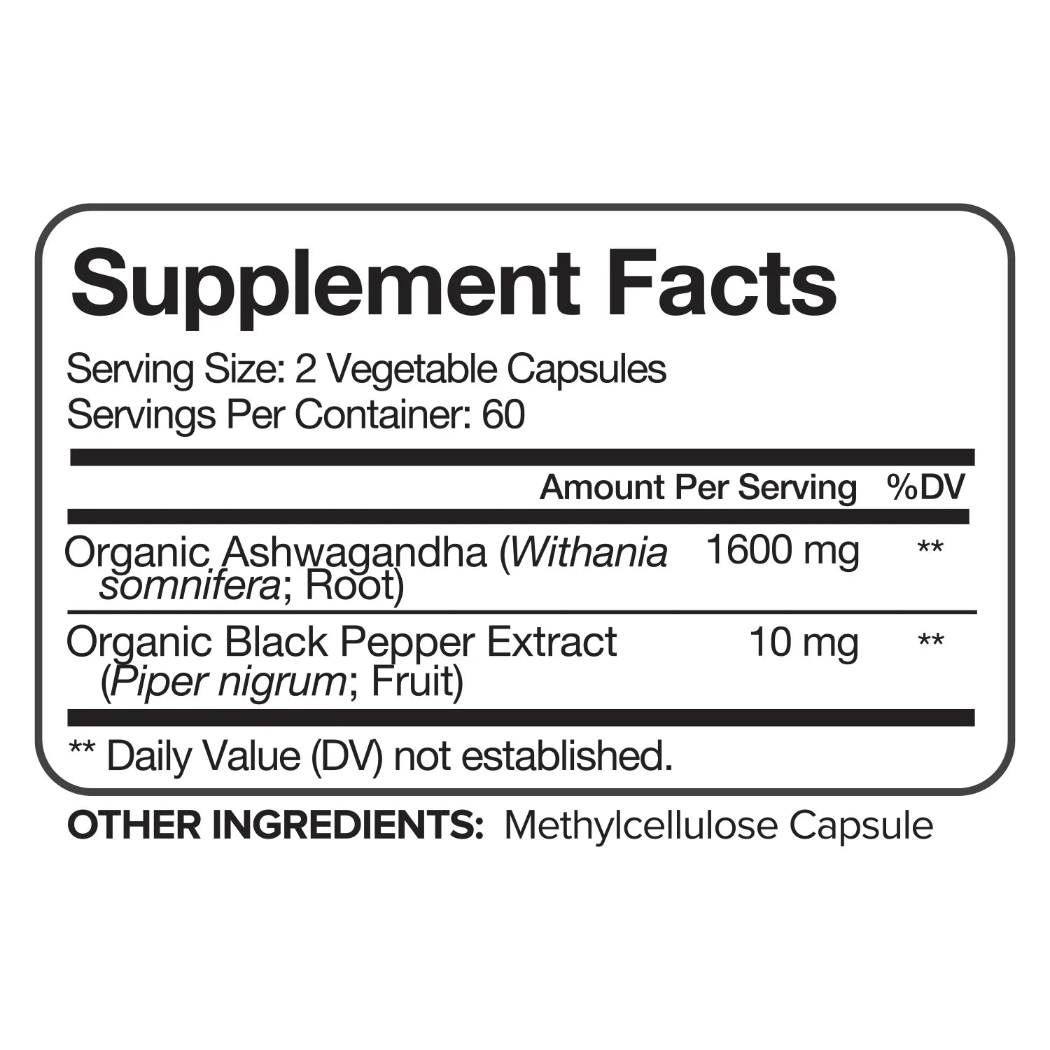 Nutrivein Premium Ashwagandha Supplement 1600mg - 120 Capsules