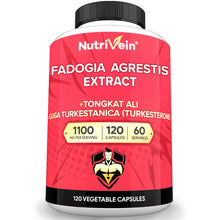 Nutrivein Premium Fadogia Agrestis and Tongkat Ali Supplement with Turkesterone - 1100 mg - 120 Caps - Synergistic Blend for Performance, Strength, & Recovery for Men & Women of All Ages