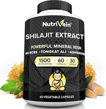 Nutrivein Premium Shilajit – Himalayan Origin for Men & Women - 1500 mg - 60 Capsules - Powerful Extract Blended with Irish Sea Moss, Tongkat Ali, Ashwagandha - Vitality, Clarity, Performance