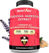 Nutrivein Premium Fadogia Agrestis and Tongkat Ali Supplement with Turkesterone - 1100 mg - 120 Caps - Synergistic Blend for Performance, Strength, & Recovery for Men & Women of All Ages