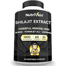 Nutrivein Premium Shilajit – Himalayan Origin for Men & Women - 1500 mg - 60 Capsules - Powerful Extract Blended with Irish Sea Moss, Tongkat Ali, Ashwagandha - Vitality, Clarity, Performance