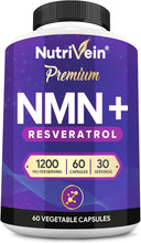 Nutrivein NMN + Resveratrol 600mg: 30 Serv./60 Caps NMN Supplement with Resveratrol - Nicotinamide Mononucleotide & Japanese Knotweed Extract - Aging & Cellular Energy Support - Vegan & Non-GMO