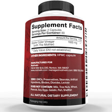 Nutrivein Premium Apple Cider Vinegar Supplements with Mother - 1600 mg - 120 Capsules