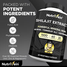 Nutrivein Premium Shilajit – Himalayan Origin for Men & Women - 1500 mg - 60 Capsules - Powerful Extract Blended with Irish Sea Moss, Tongkat Ali, Ashwagandha - Vitality, Clarity, Performance