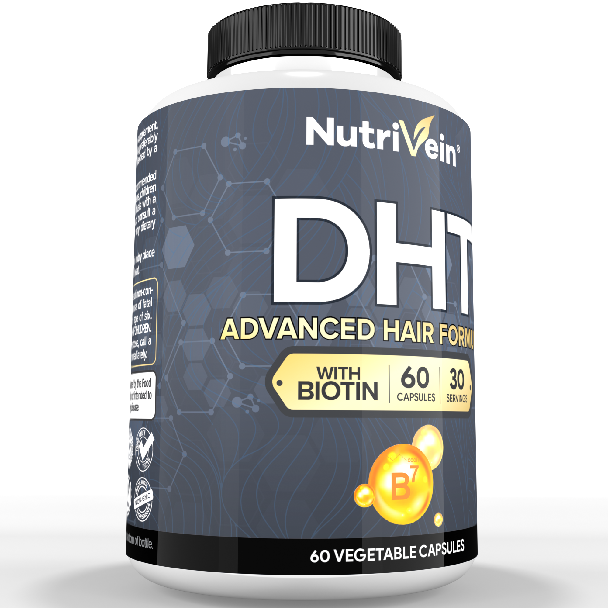 Nutrivein Premium DHT Blocker for Men & Women - with Biotin - 30 Day Supply (60 Caps)