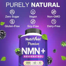 Nutrivein NMN + Resveratrol 600mg: 30 Serv./60 Caps NMN Supplement with Resveratrol - Nicotinamide Mononucleotide & Japanese Knotweed Extract - Aging & Cellular Energy Support - Vegan & Non-GMO
