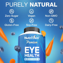 Nutrivein Eye Vitamins (60 Caps): Eyebright, Lutein and Zeaxanthin Supplements Complex - Display Fatigue, Dryness, Strain - Support for Overall Ocular Wellness - Eye Supplements for Nighttime Clarity