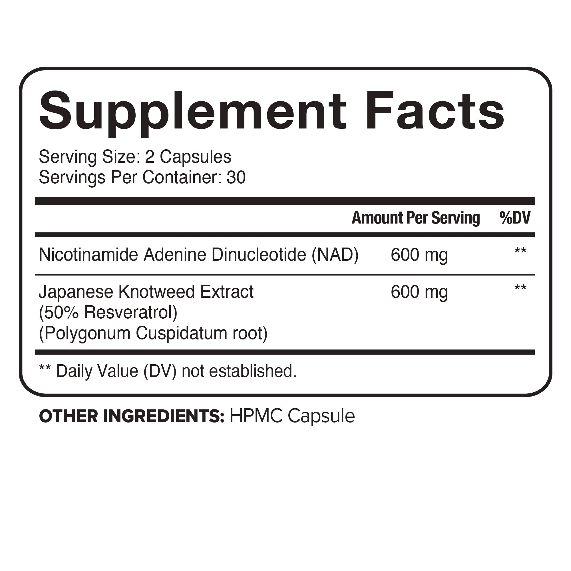 Nutrivein Premium NAD + Resveratrol Supplement 1200 mg - 30 Servings (60 Capsules)
