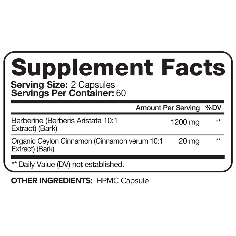 Berberine Plus Organic Ceylon Cinnamon - 120 Capsules Supplement Facts