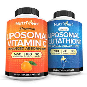 glutathione benefits en español Nutrivein Premium Liposomal Vitamin C 1650mg & Liposomal Glutathione B