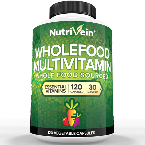Nutrivein Whole Food Multivitamin for Men & Women – 120 Vegan Multivitamin Caps for Adults
